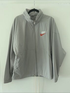 Nike Light Gray Jacket with Red Swoosh